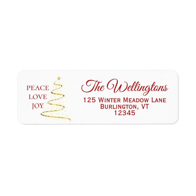 White |Peace Love Joy Christmas Return Address Label (Front)