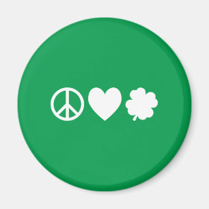White Peace Love & Shamrocks Magnet