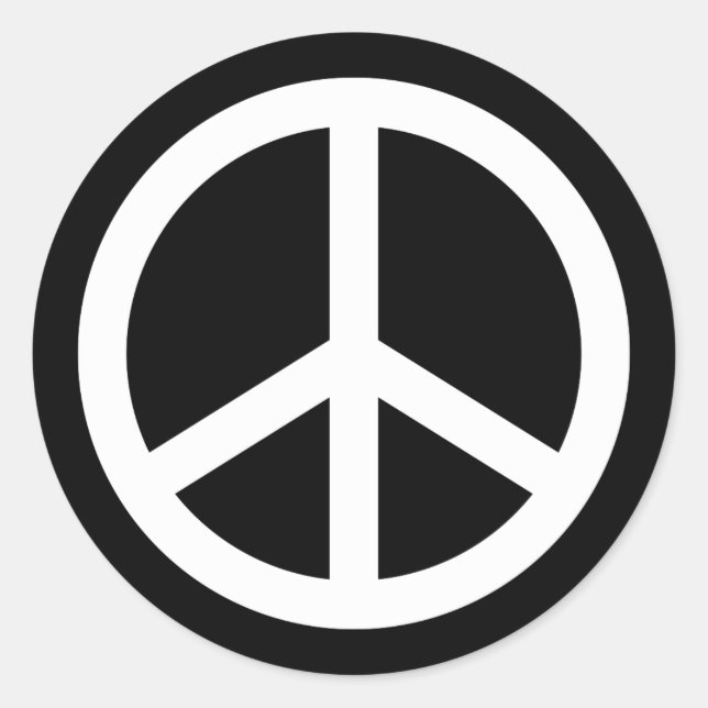 White Peace Sign Classic Round Sticker (Front)