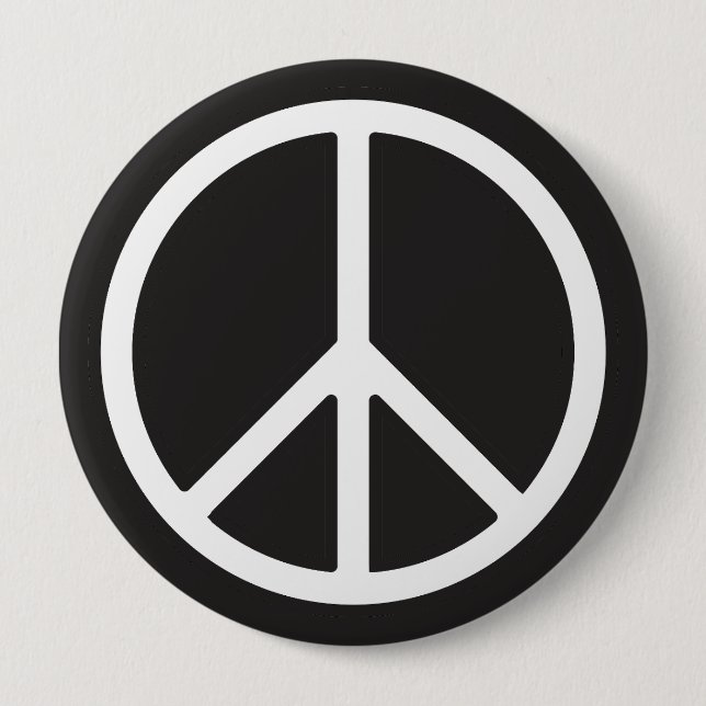 White Peace Symbol  10 Cm Round Badge (Front)