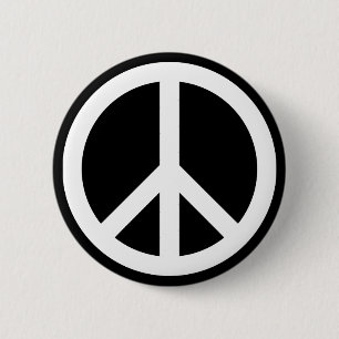 White Peace Symbol 6 Cm Round Badge
