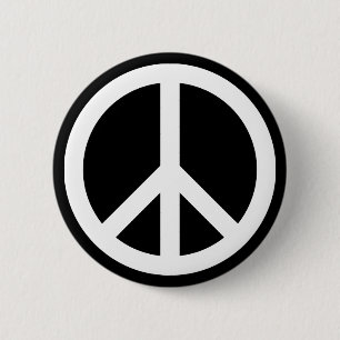 White Peace Symbol 6 Cm Round Badge