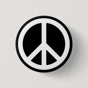 White Peace Symbol Button