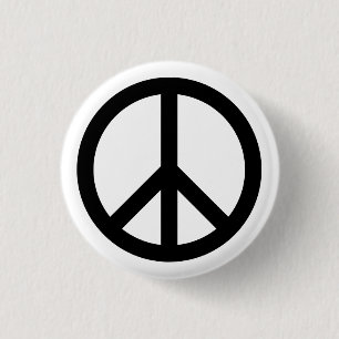 White Peace Symbol Button