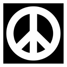 White Peace Symbol on Black