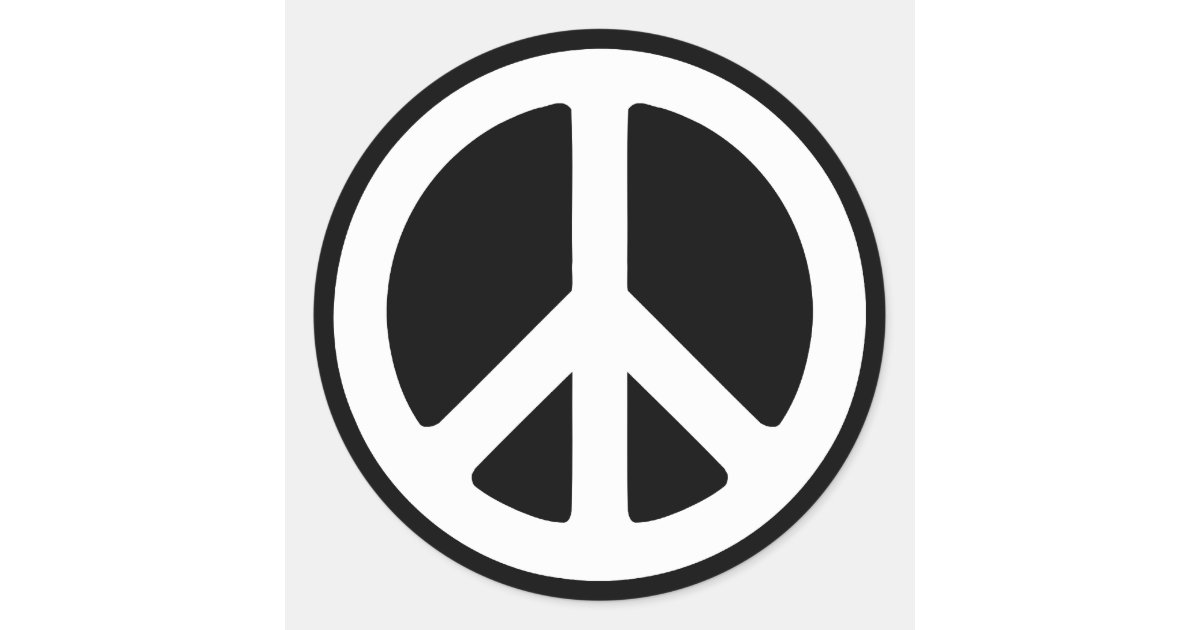 White Peace Symbol Template Classic Round Sticker | Zazzle