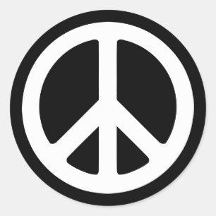 White Peace Symbol Template Classic Round Sticker