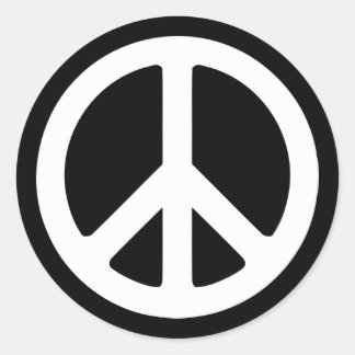 White Peace Symbol Template Classic Round Sticker