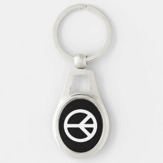 White Peace Symbol Template Key Ring