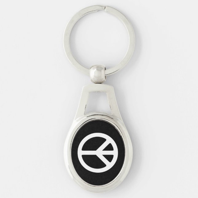 White Peace Symbol Template Key Ring (Front)