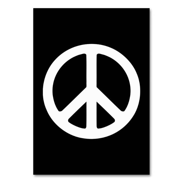 White Peace Symbol Template Table Number (Front)