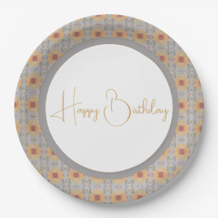 White Peach And Grey Paper Plate