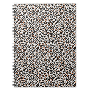 White Peach Black Leopard Print             Notebook