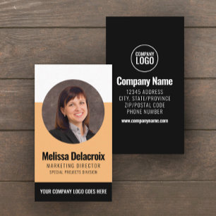 White Peach Black Staff Employee Photo Business Card