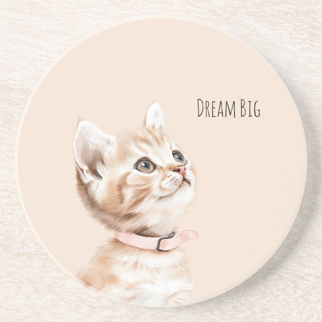 White Peach Cat Coaster (Front)