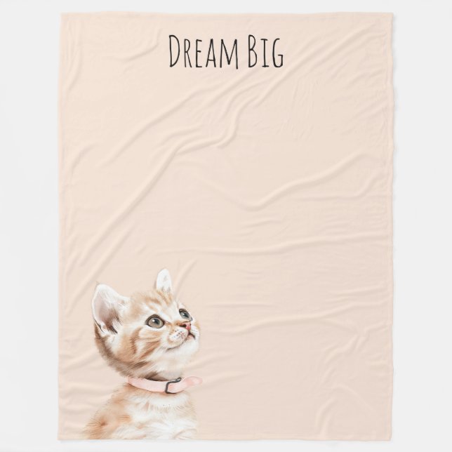 White Peach Cat Fleece Blanket (Front)