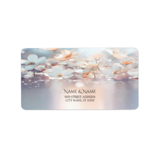 White Peach Floral Address Label
