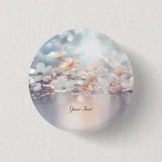 White Peach Floral Button