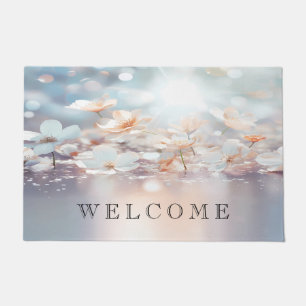 White Peach Floral Doormat