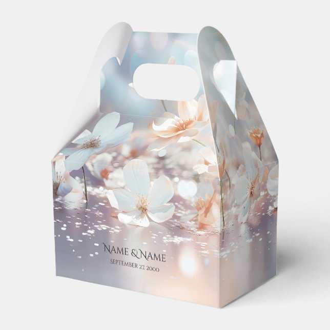 White Peach Floral Favour Box (Front Side)