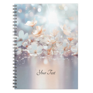 White Peach Floral Notebook