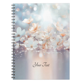 White Peach Floral Notebook