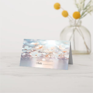 White Peach Floral Place Card