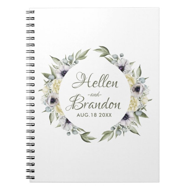 White & peach flowers frame notebook (Front)