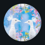 White peacock and blooming sakura / Romantic love  Magnet<br><div class="desc">The amazing art creation of a peacock bird in the background of sakura tree and pink flowers is a wonderful gift for your loved one or relative. It's perfect for a Birthday,  an Anniversary,  Baby shower,  Valentine's Day,   Wedding  and Engagement party</div>