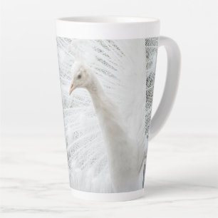 White Peacock beautiful feathers  Latte Mug