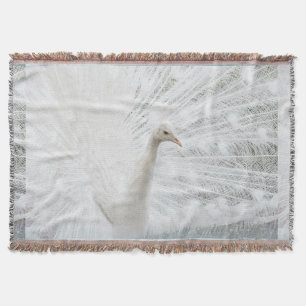White Peacock beautiful feathers Throw Blanket