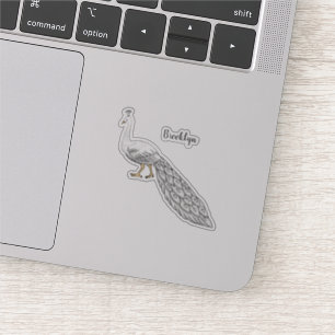 White peacock bird cartoon illustration
