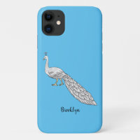 White peacock bird cartoon illustration