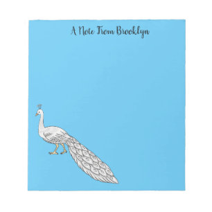 White peacock bird cartoon illustration  notepad