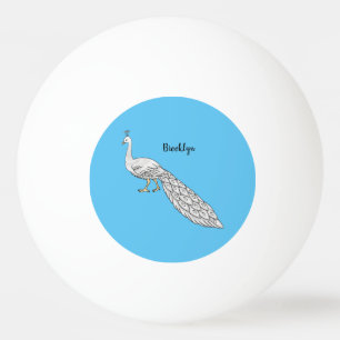 White peacock bird cartoon illustration ping pong ball