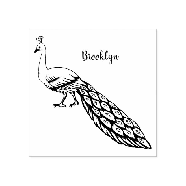 White peacock bird cartoon illustration  rubber stamp (Imprint)
