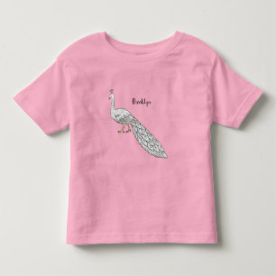 White peacock bird cartoon illustration toddler T-Shirt
