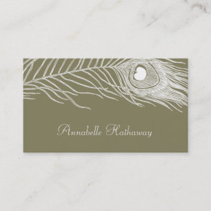 White Peacock Feather Profile Cards
