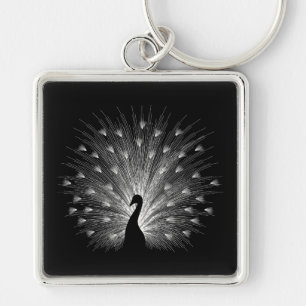 White peacock key ring