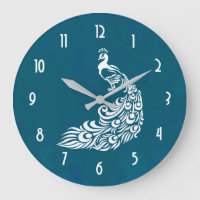 White Peacock on Teal Bold Stylish Art Deco Design
