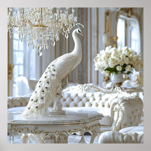 White peacock sculpture poster (Front)