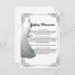 White Peacock Wedding Safety Measures Enclosure Card