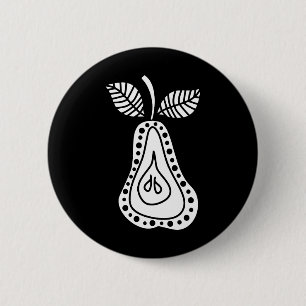 white Pear 6 Cm Round Badge