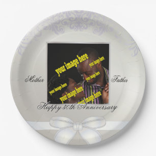 White Pearl 30th Anniversary Personalised Custom Paper Plate