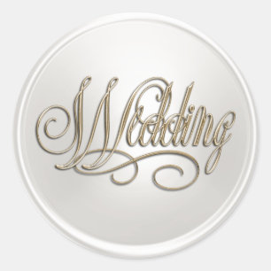 White Pearl and Gold Wedding Envelope Seal