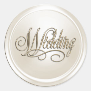 White Pearl and Gold Wedding Envelope Seal