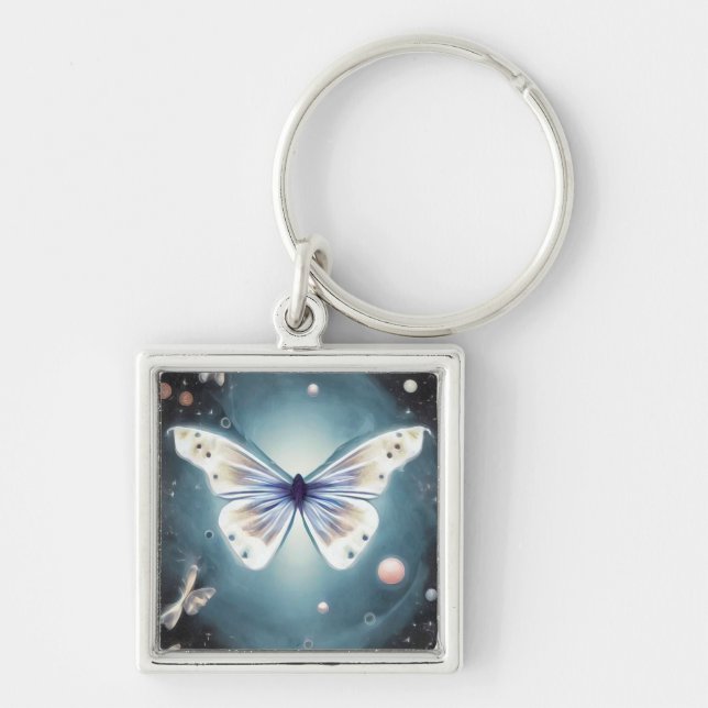 White Pearl Butterfly Key Ring (Front)