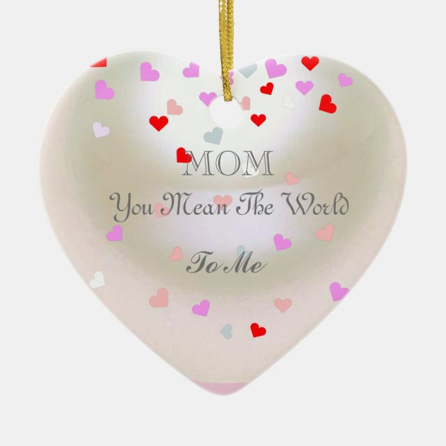 White Pearl Effect Editable Mother's Day Ceramic Ornament (Front)