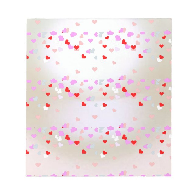White Pearl Effect with hearts  Notepad (Front)