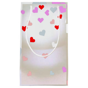 White Pearl Effect with hearts  Small Gift Bag